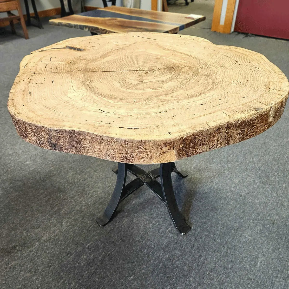 36" Live Edge Ash Round End Table