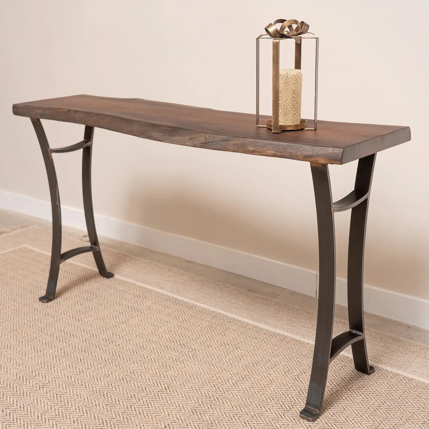 live edge walnut sofa table