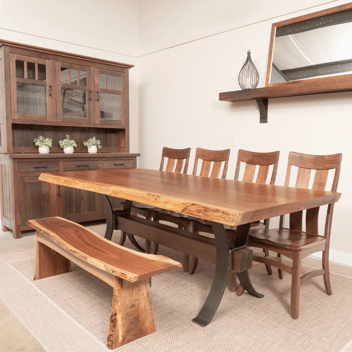 Rustic Modern Live Edge Walnut Wood Dining TAble