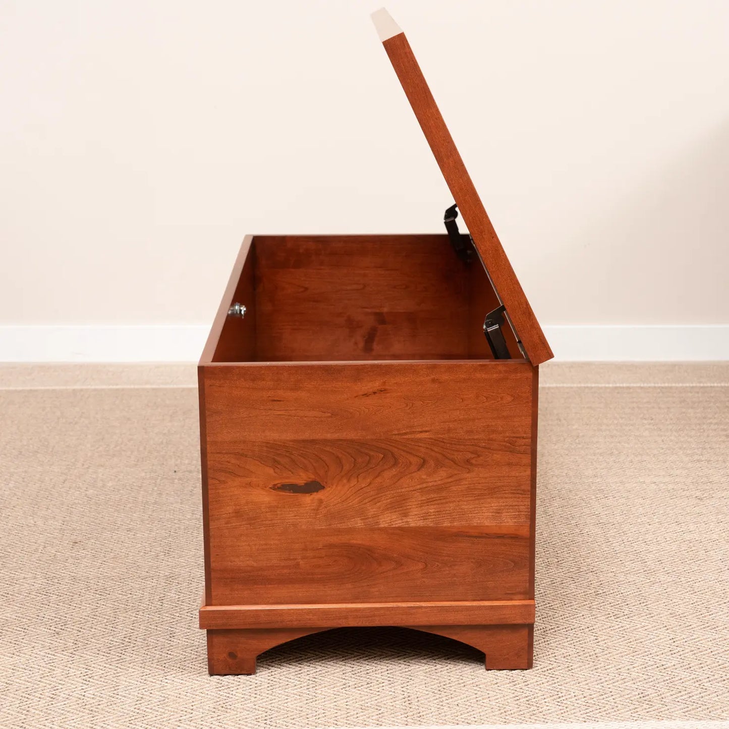 side cherry wood blanket hope chest