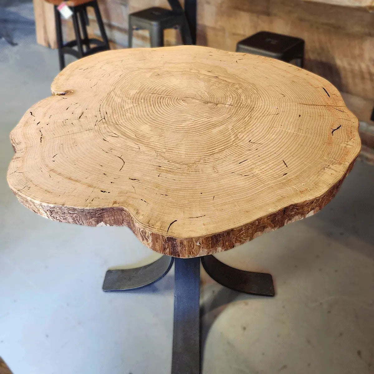 Live Edge Wood Round Pub Table