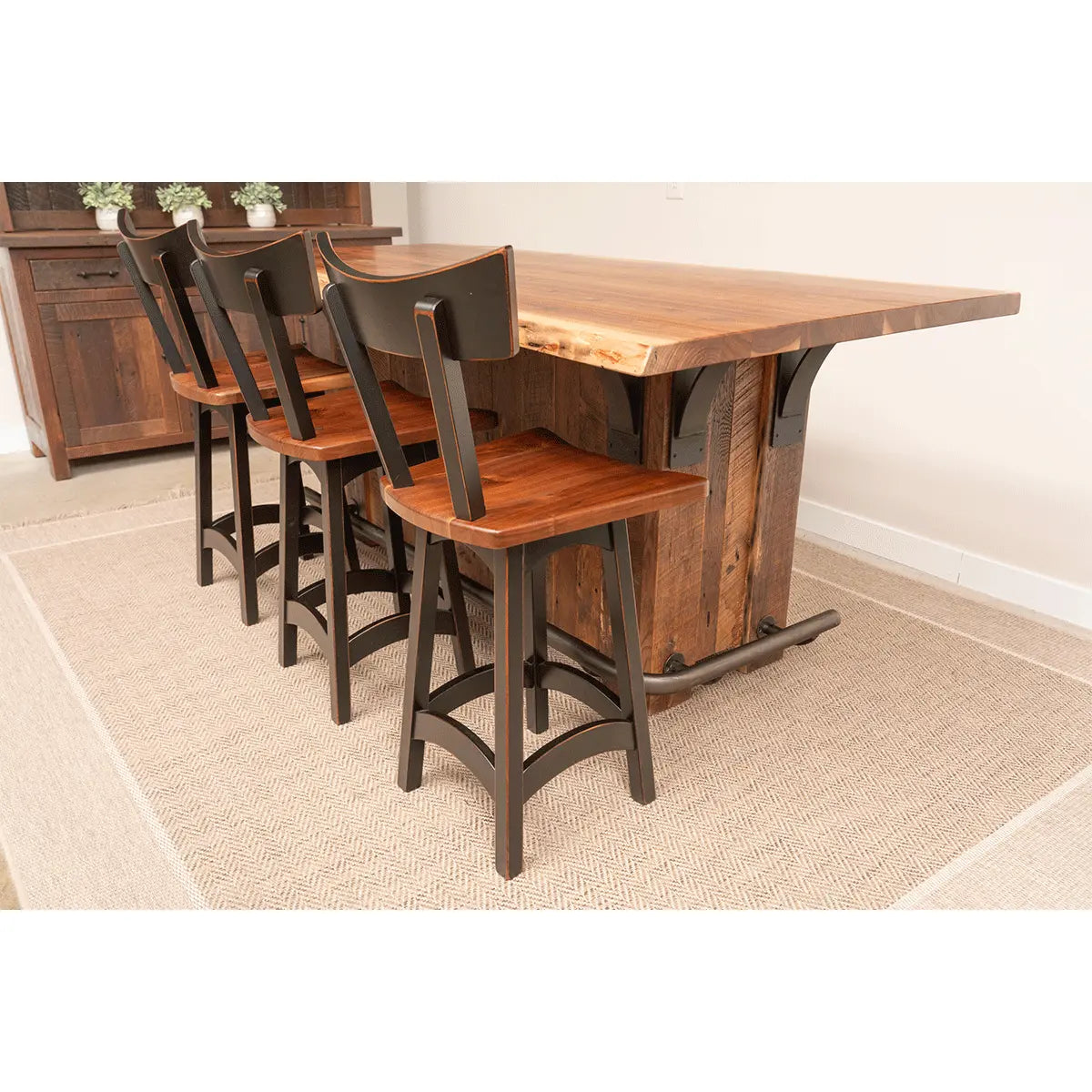Live Edge Walnut Top Rustic Barnwood Kitchen Island