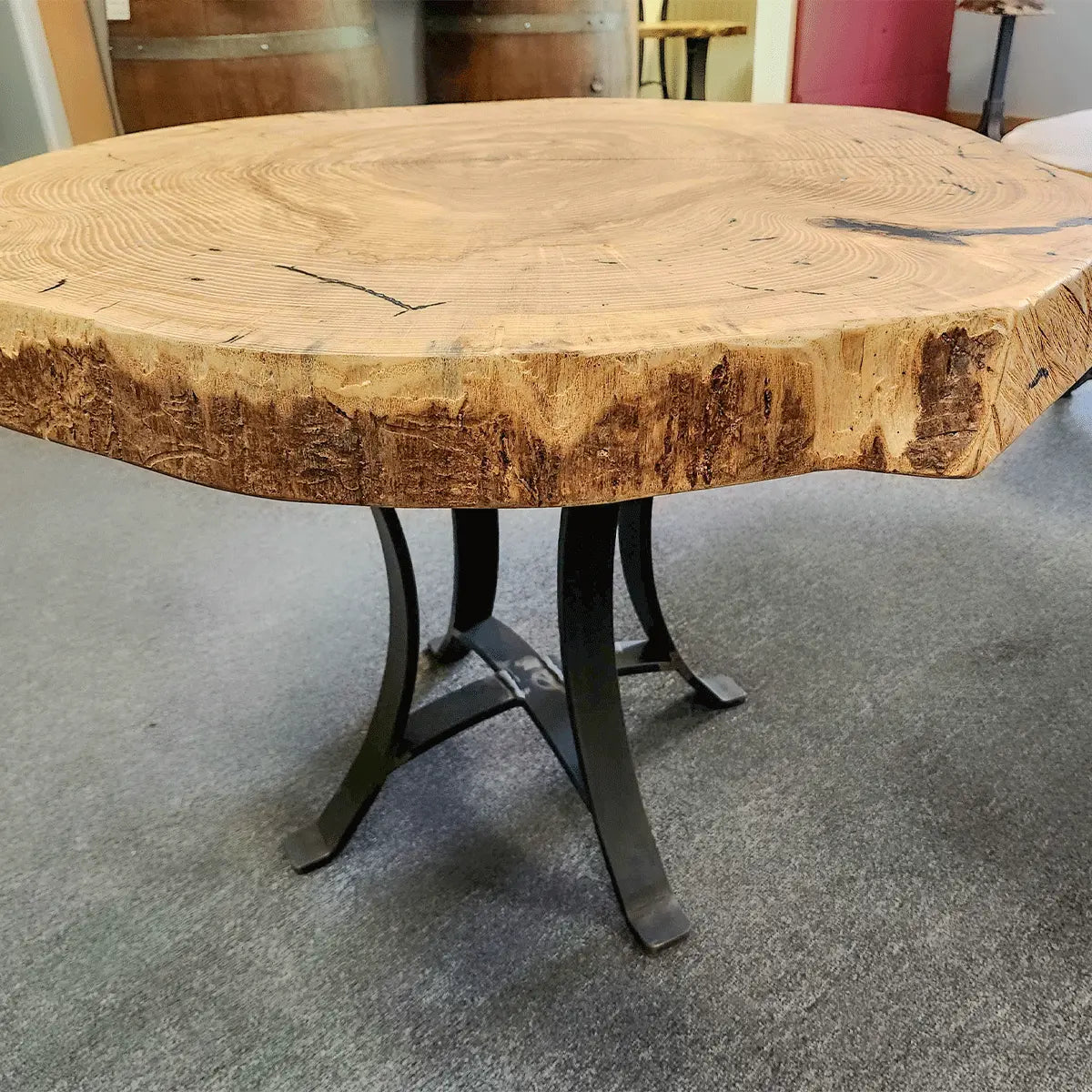 36" Live Edge Ash Round End Table