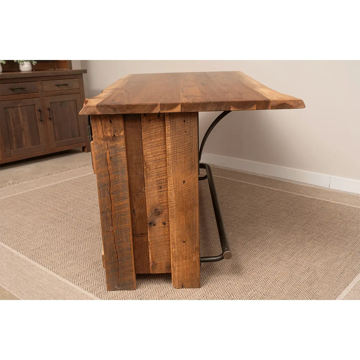 Live Edge Wood Kitchen Island with Barnwood Base