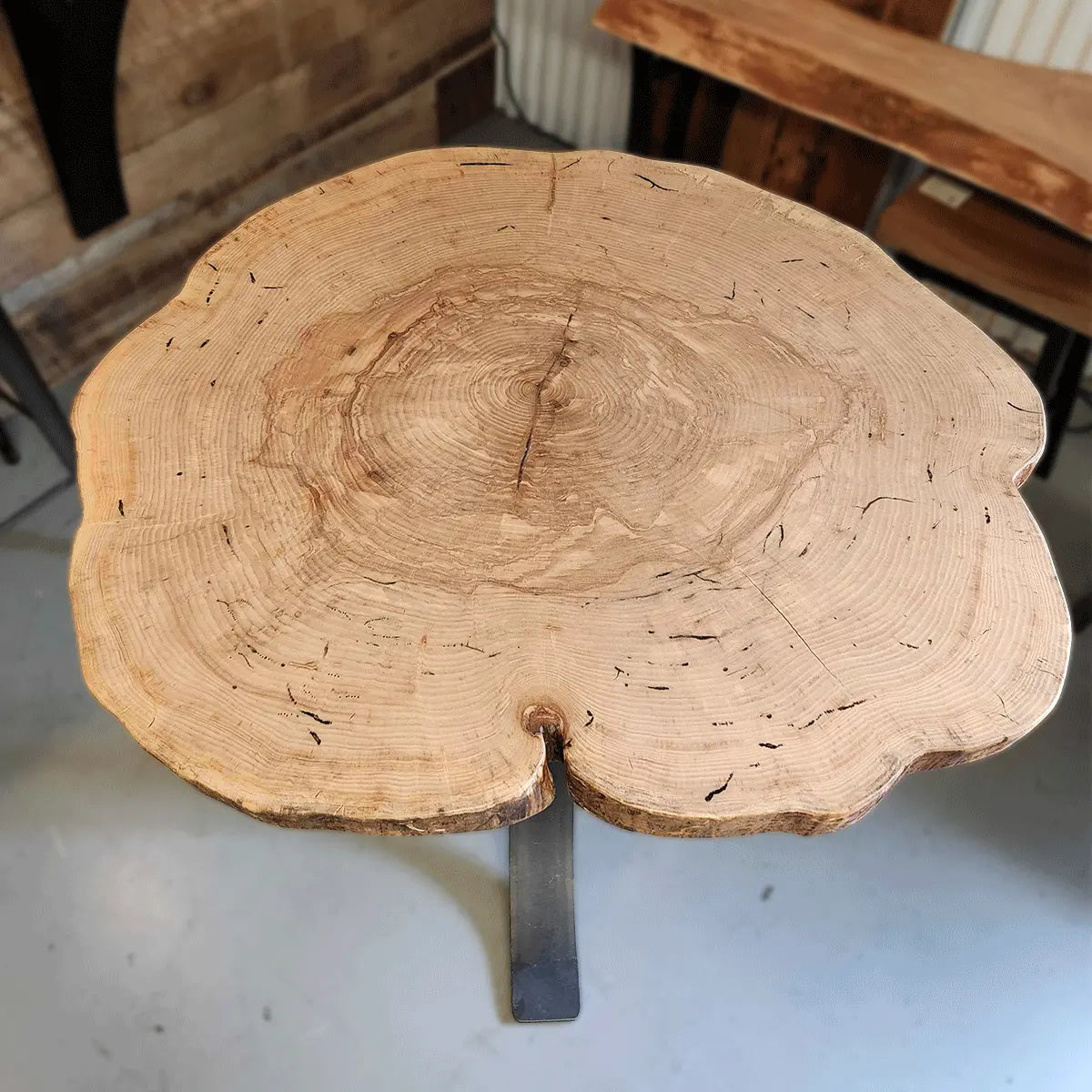 Ash Wood Live Edge Slab Bar Table
