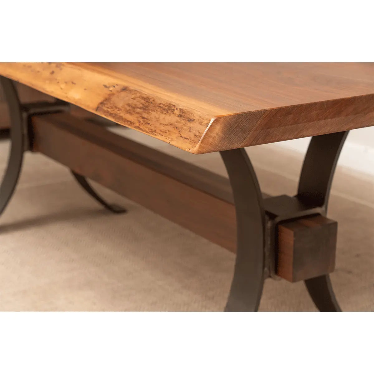 Live Edge Walnut Dining Table Base Details