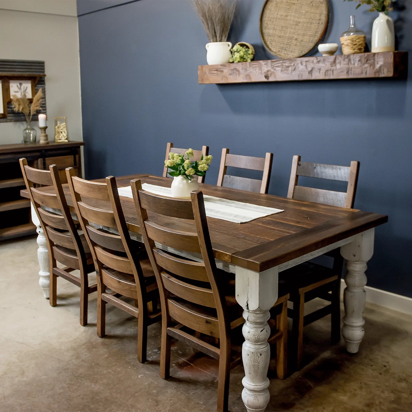 walden reclaimed wood table with white legs
