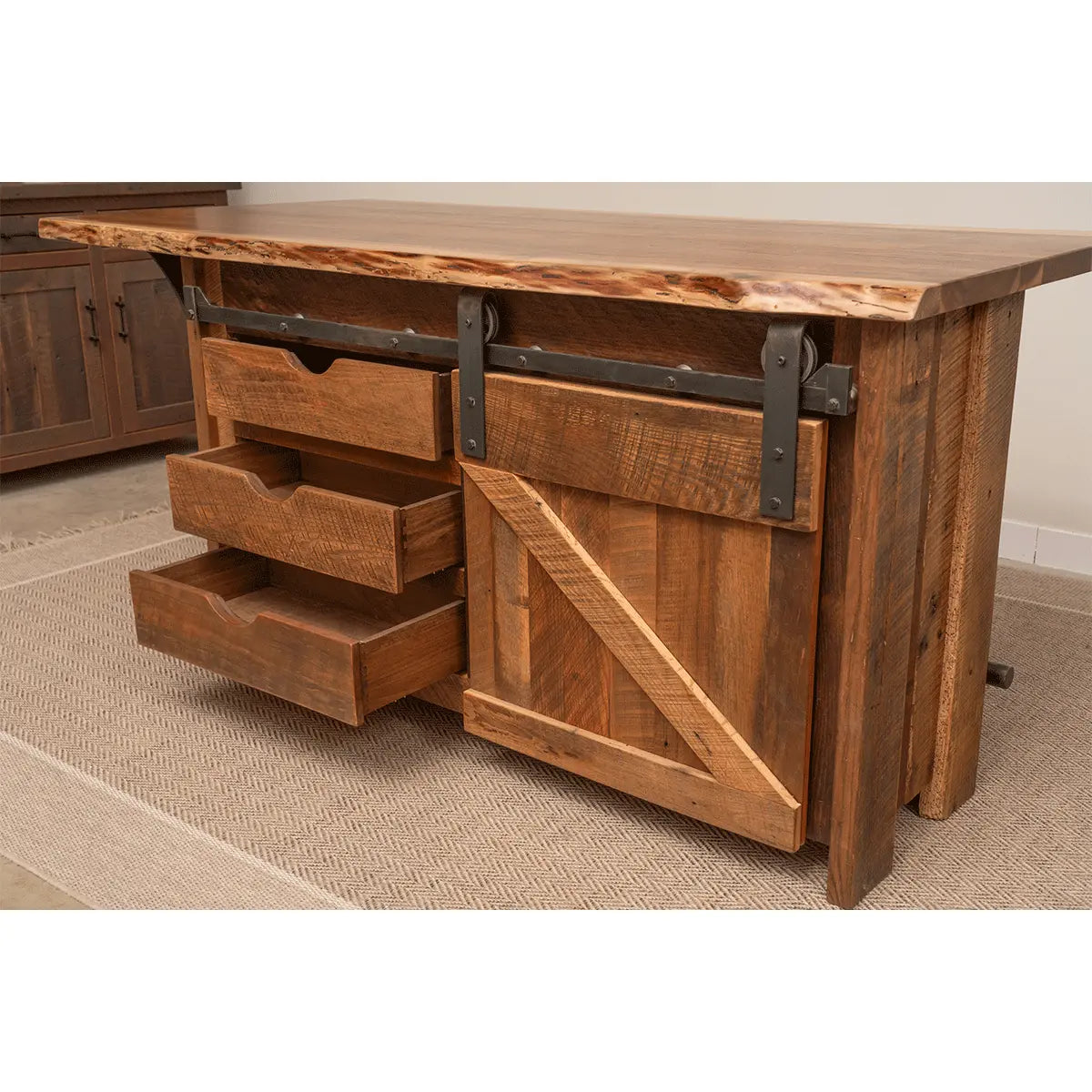 Barn Door and Drawers Kitchen Island