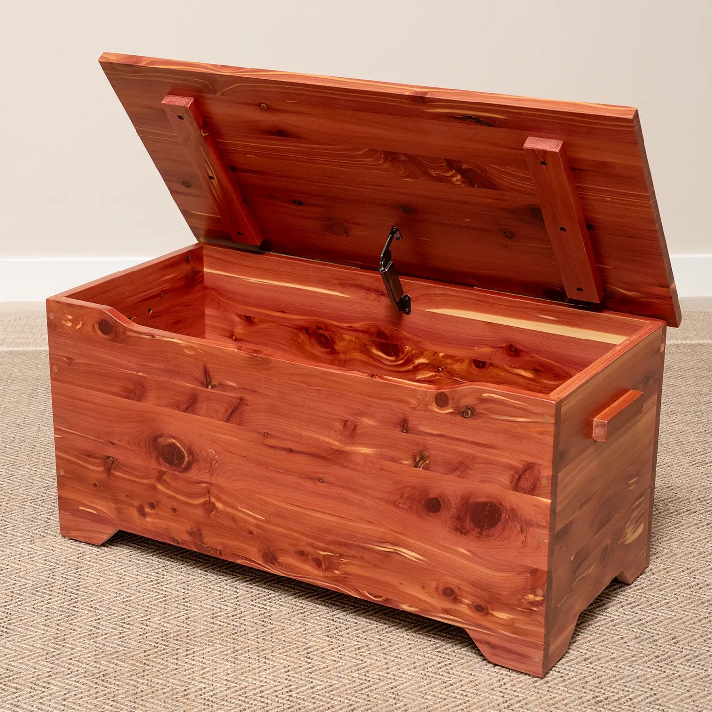 open cedar wood treasure chest