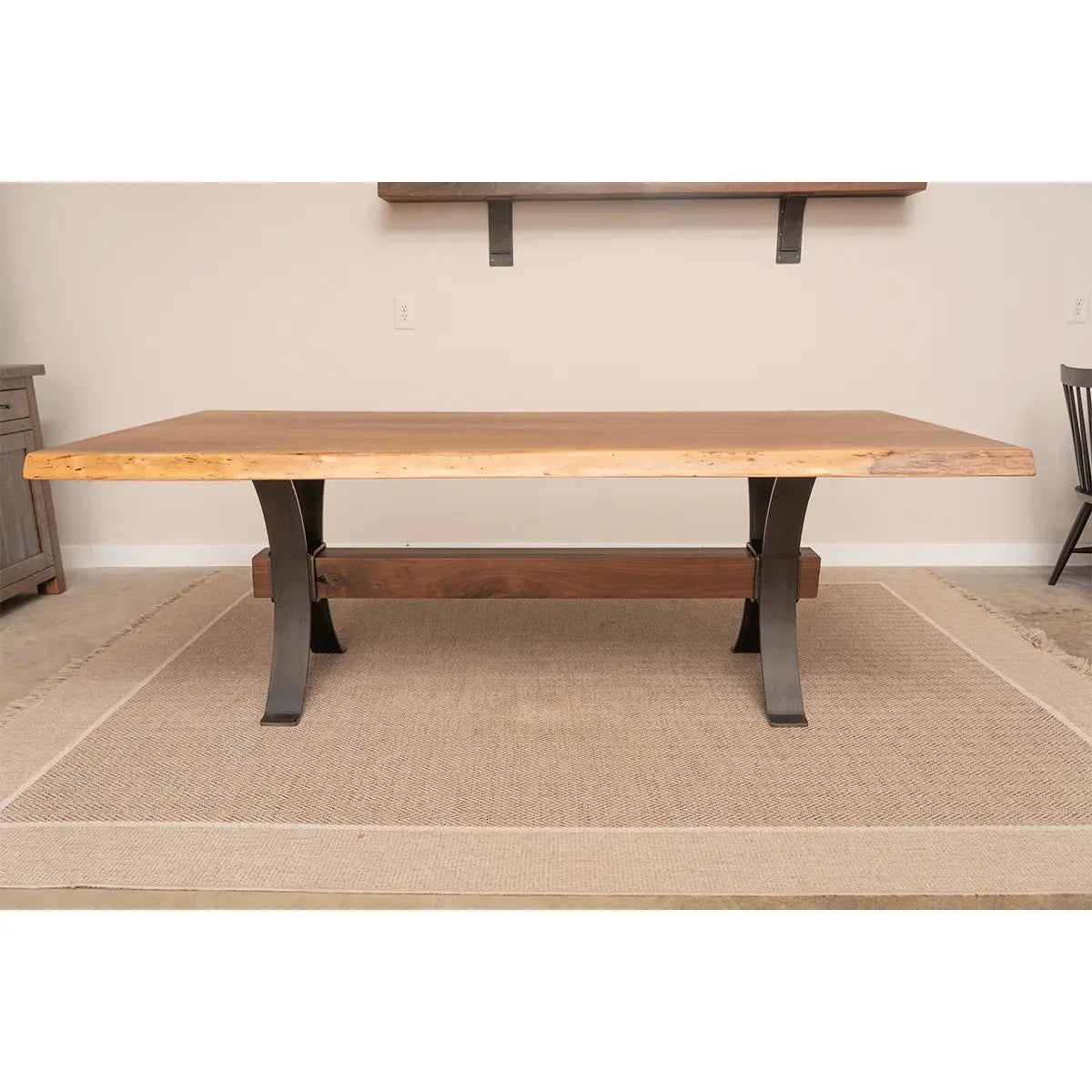 Side of Live Edge Walnut Dining Table