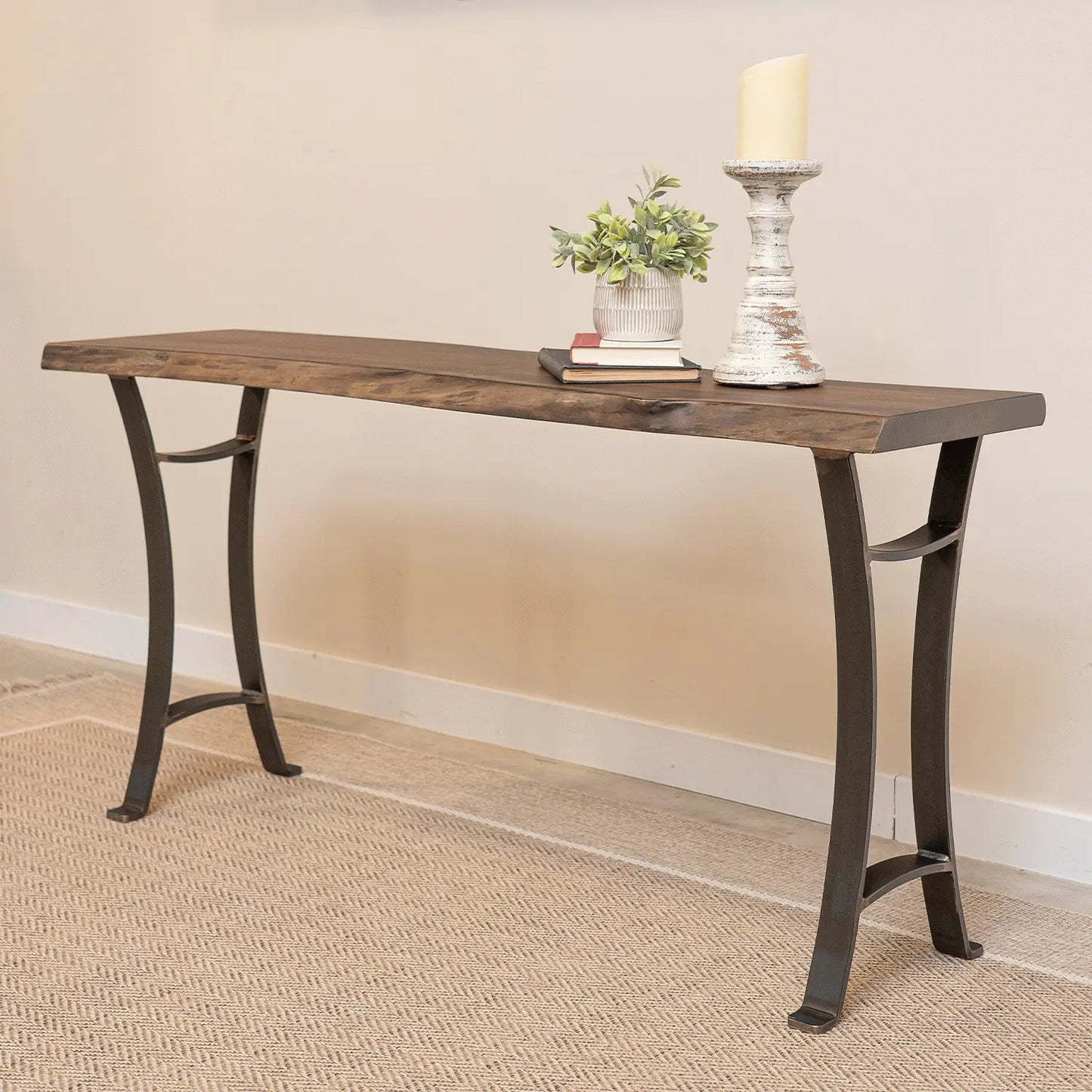 walnut live edge wood sofa table