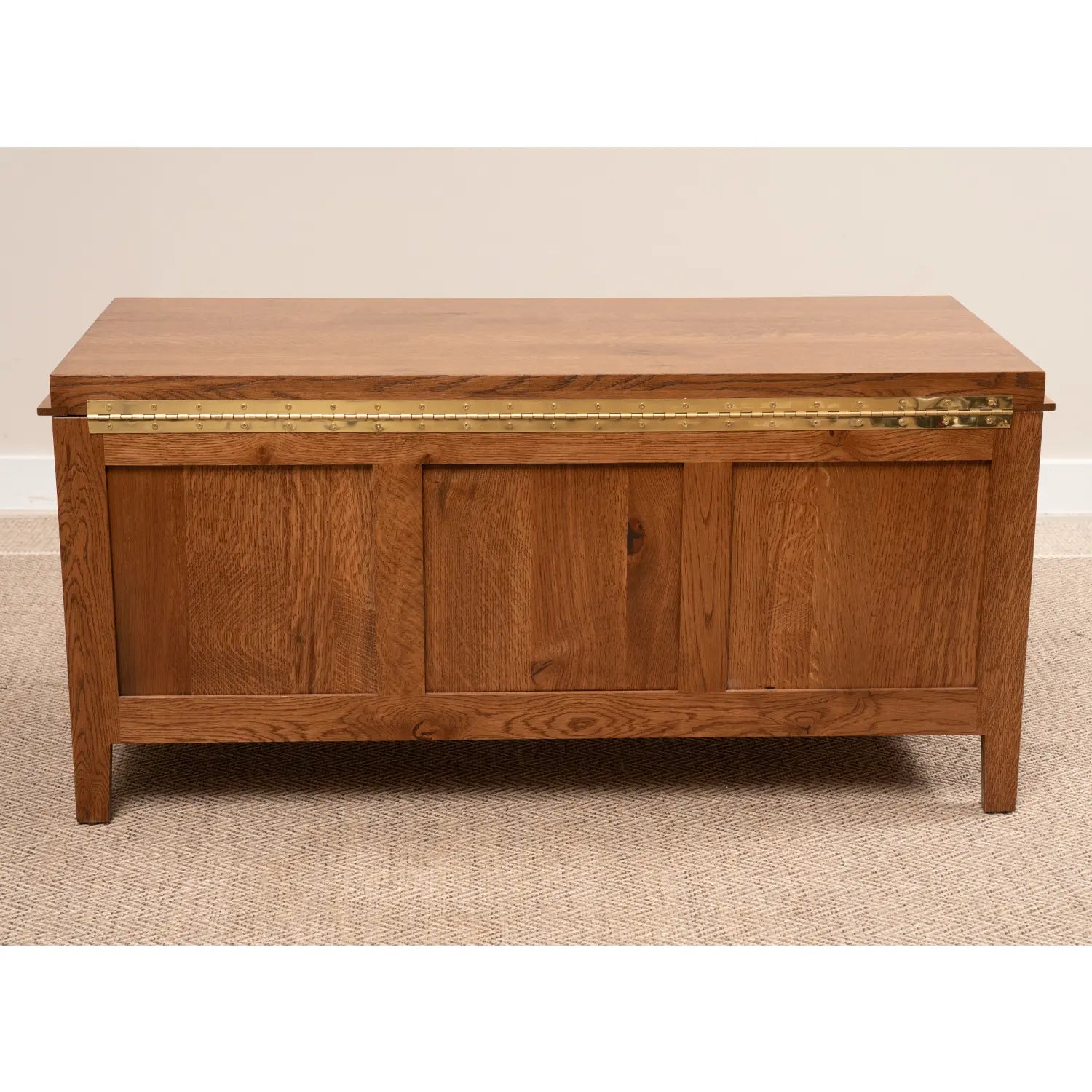 back of wood chest coffee table quartersawn oak