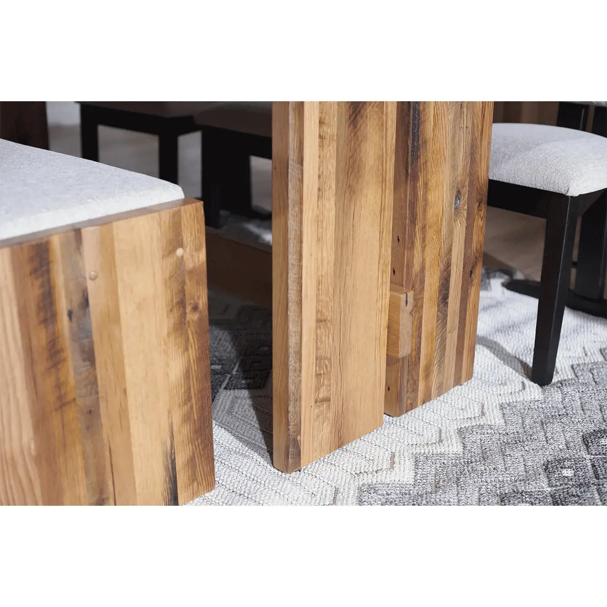 Details of Base of Barnwood Dining Table