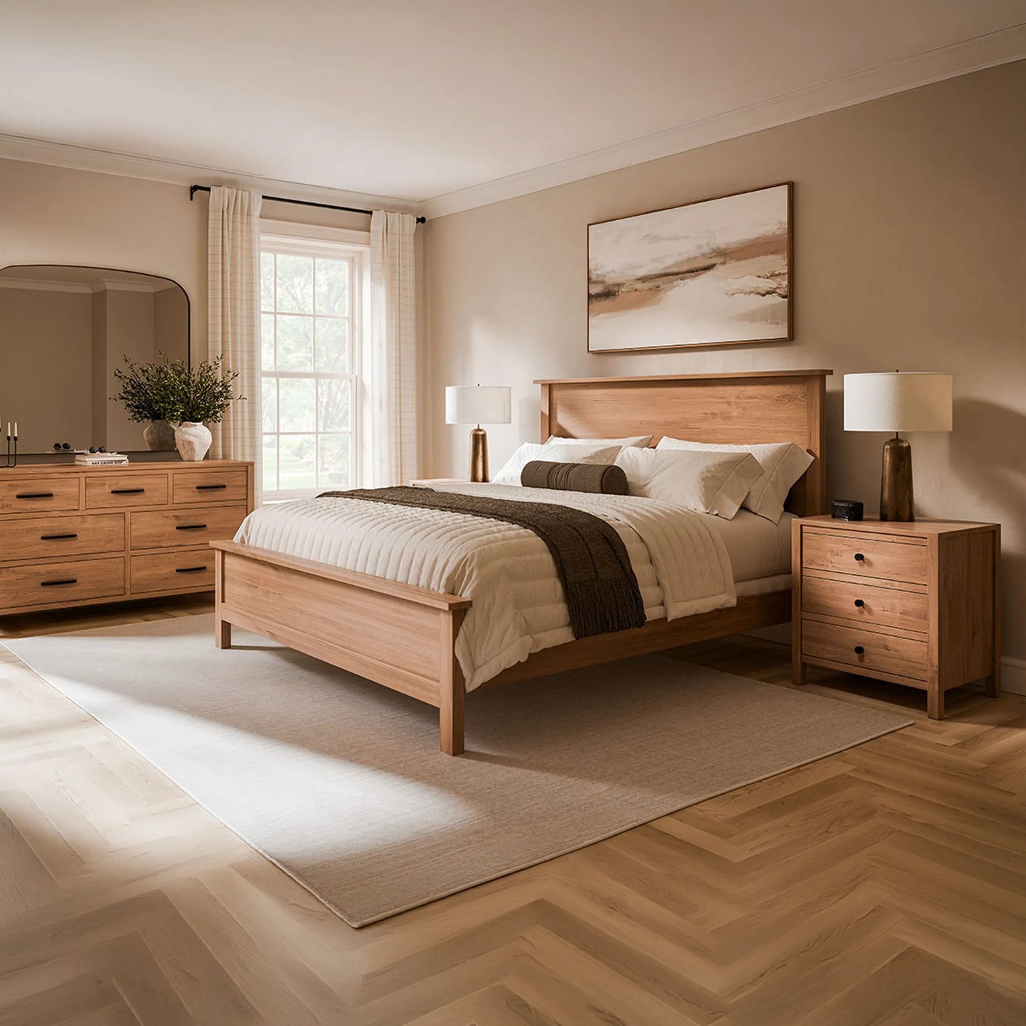 Emily Wood Flat Panel Bed Frame