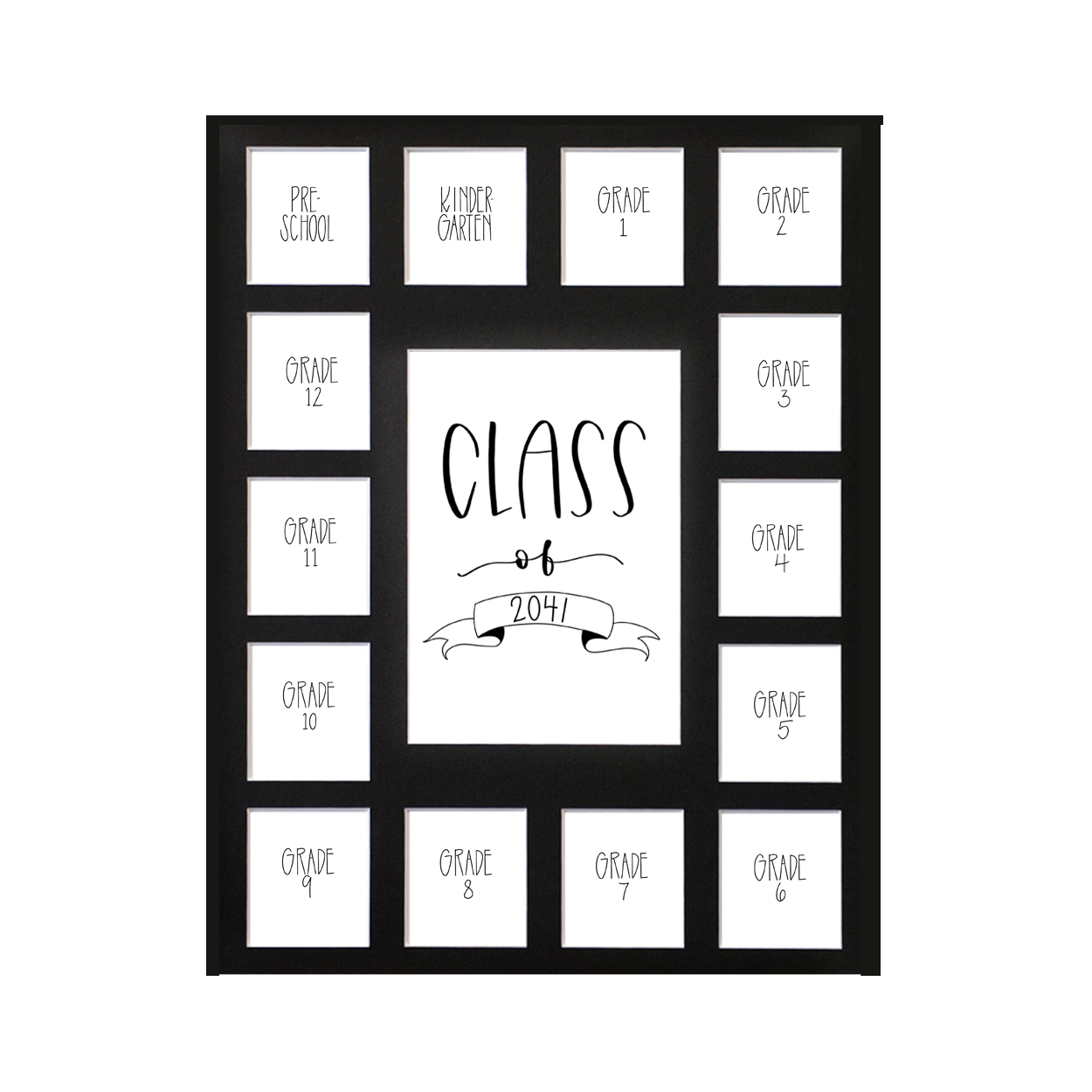 11x14 Grey School Picture Frame, Black Mat