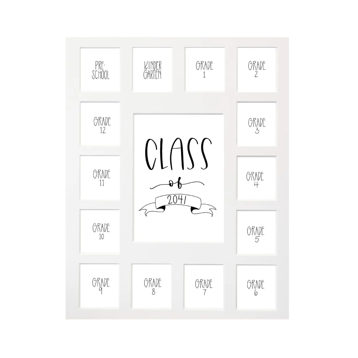 11x14 Black School Picture Frame, White Mat