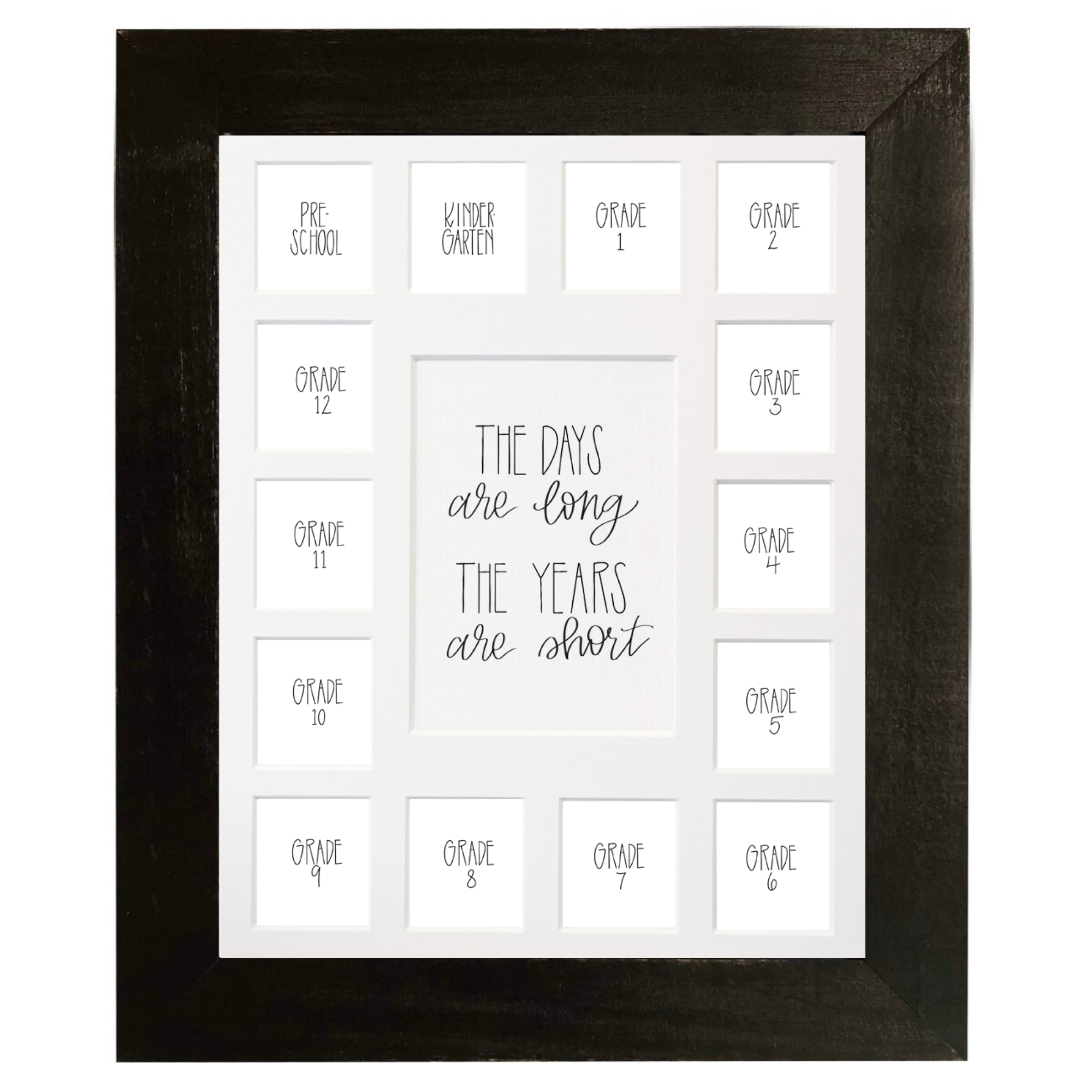 School Picture Frame 11x14, Black 15 Opening Photo hot Mat, 1 prek-12, Days are Long, Years are Short