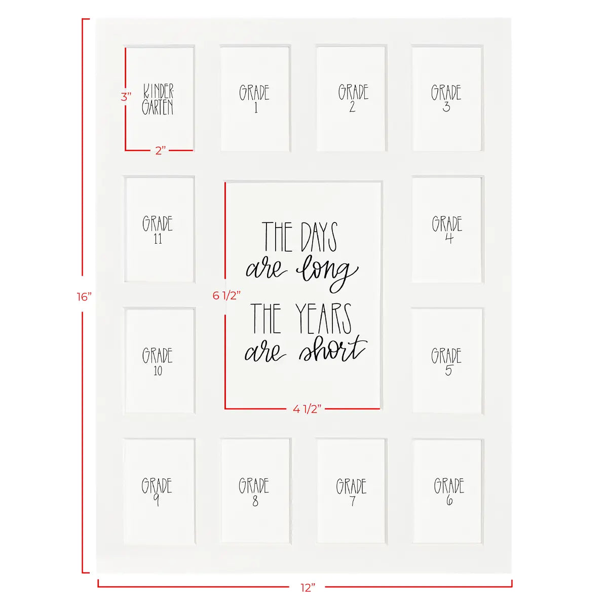 12x16 Barnwood School Picture Frame, Gray Mat