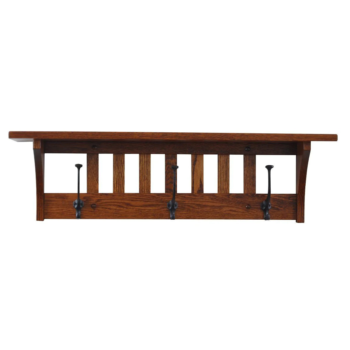 Wall Mounted Mission Coat Rack with Shelf Rustic Red Door