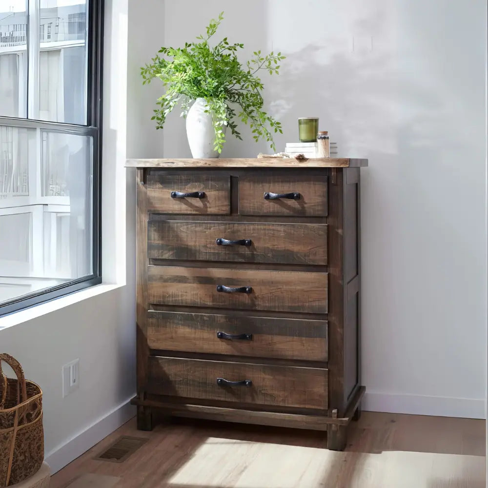rustic live edge 6 drawer dresser