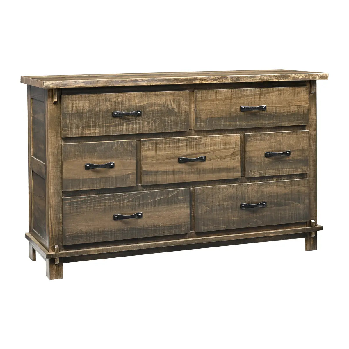 7 drawer dresser with live edge top maple wood