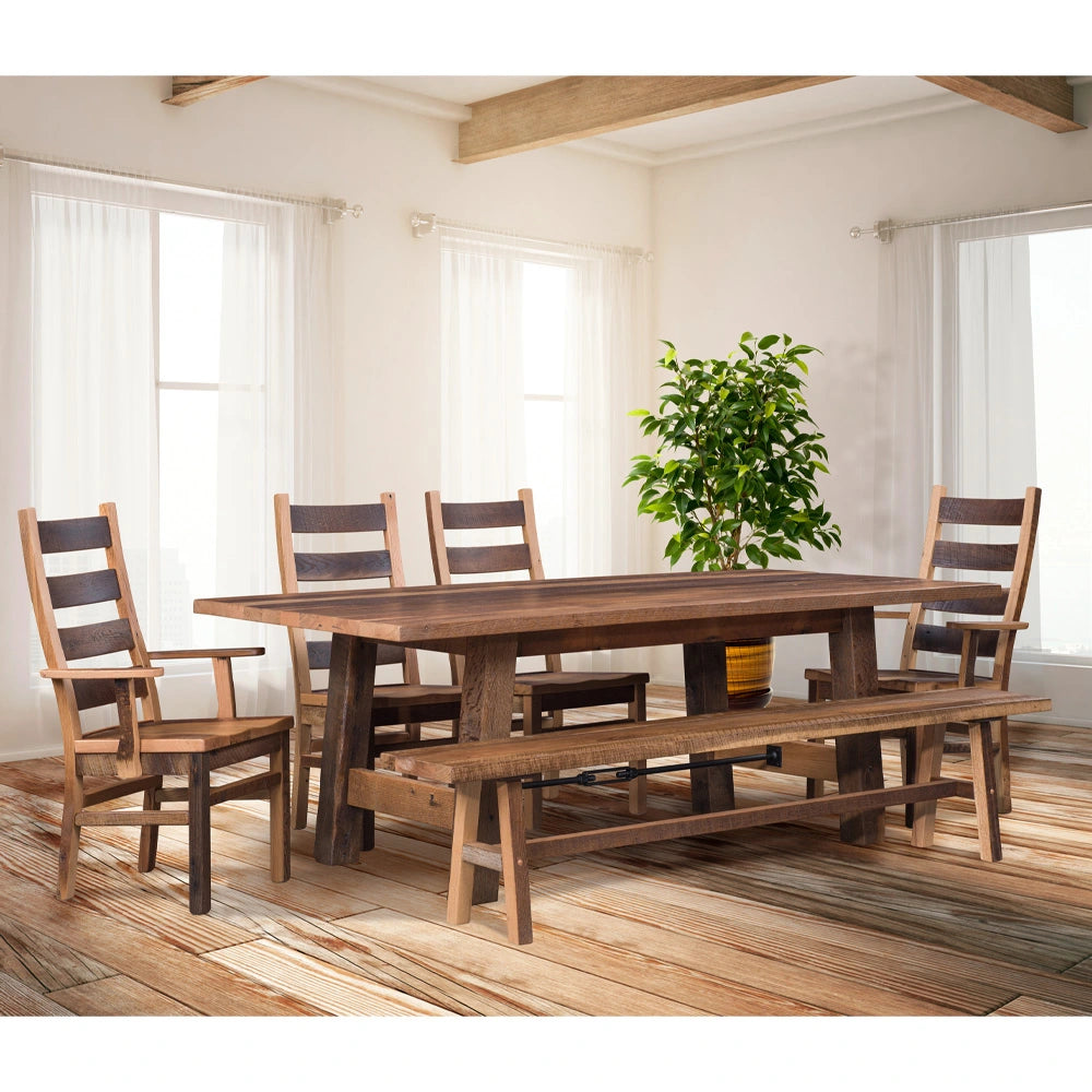 Dillon Rectangular Barnwood Dining Table, Turnbuckle Base