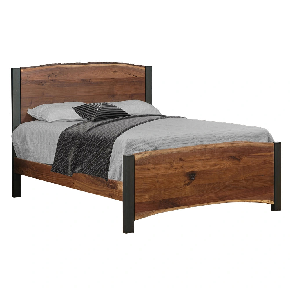 Silverton Live Edge Walnut Bed Frame, Steel Base