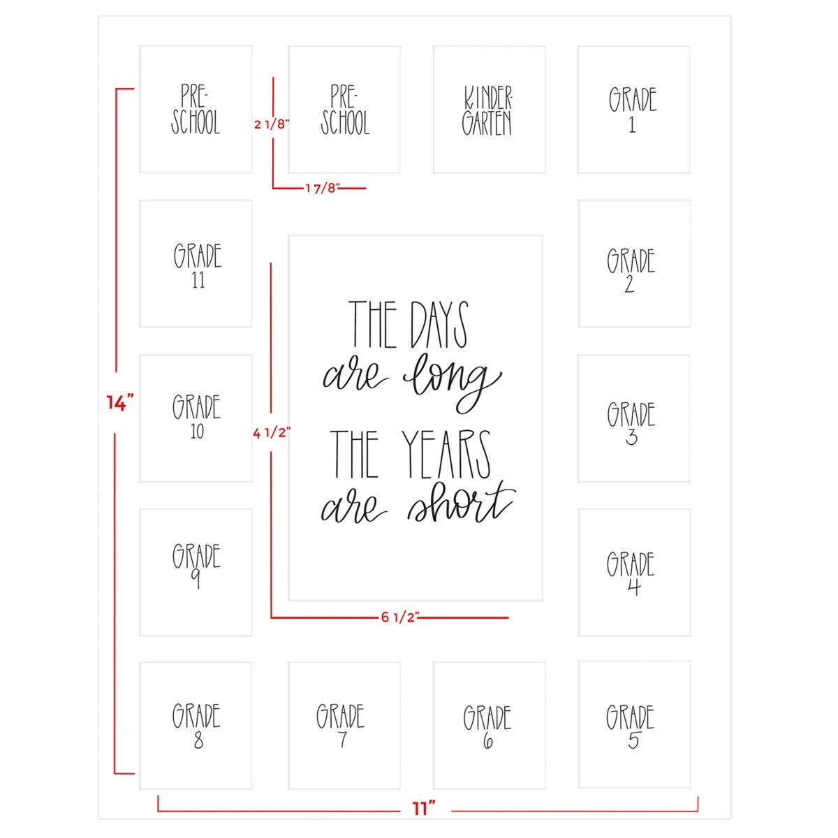 11x14 Red School Picture Frame, White Mat