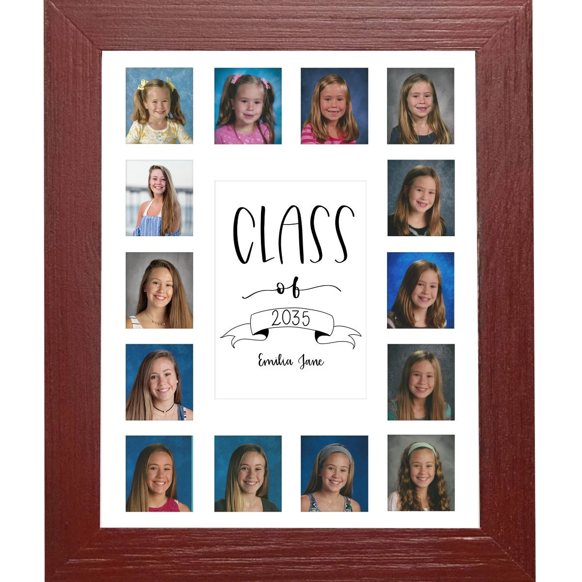 11x14 Red School Picture Frame, White Mat