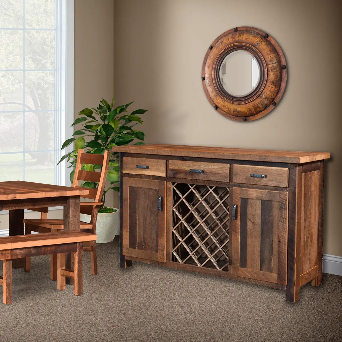 rustic wine buffet cabinet