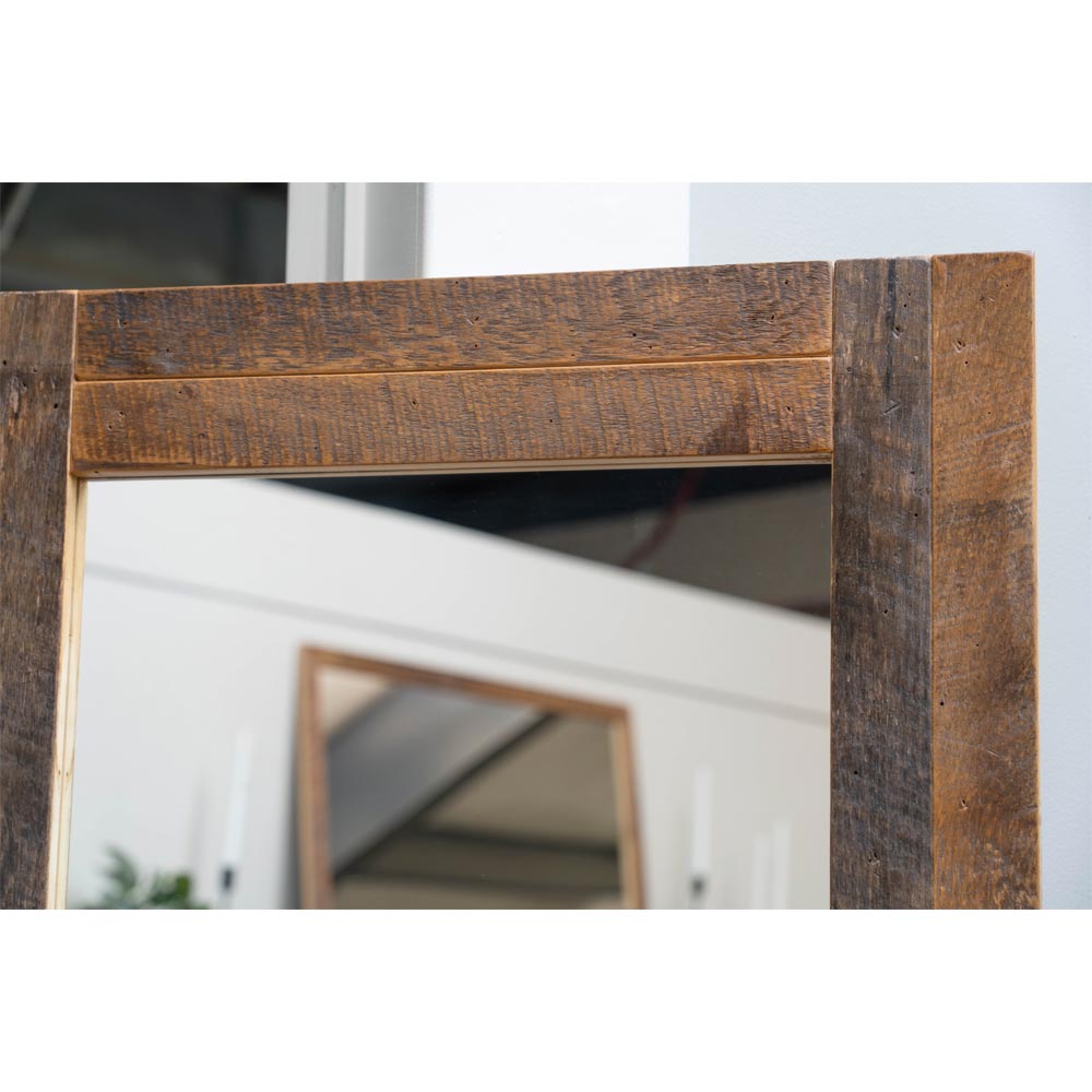 Planked Reclaimed Wood Floor Mirror