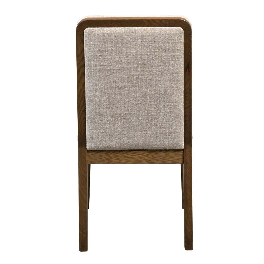 Back of Upholstered White Fabric Dining Chair