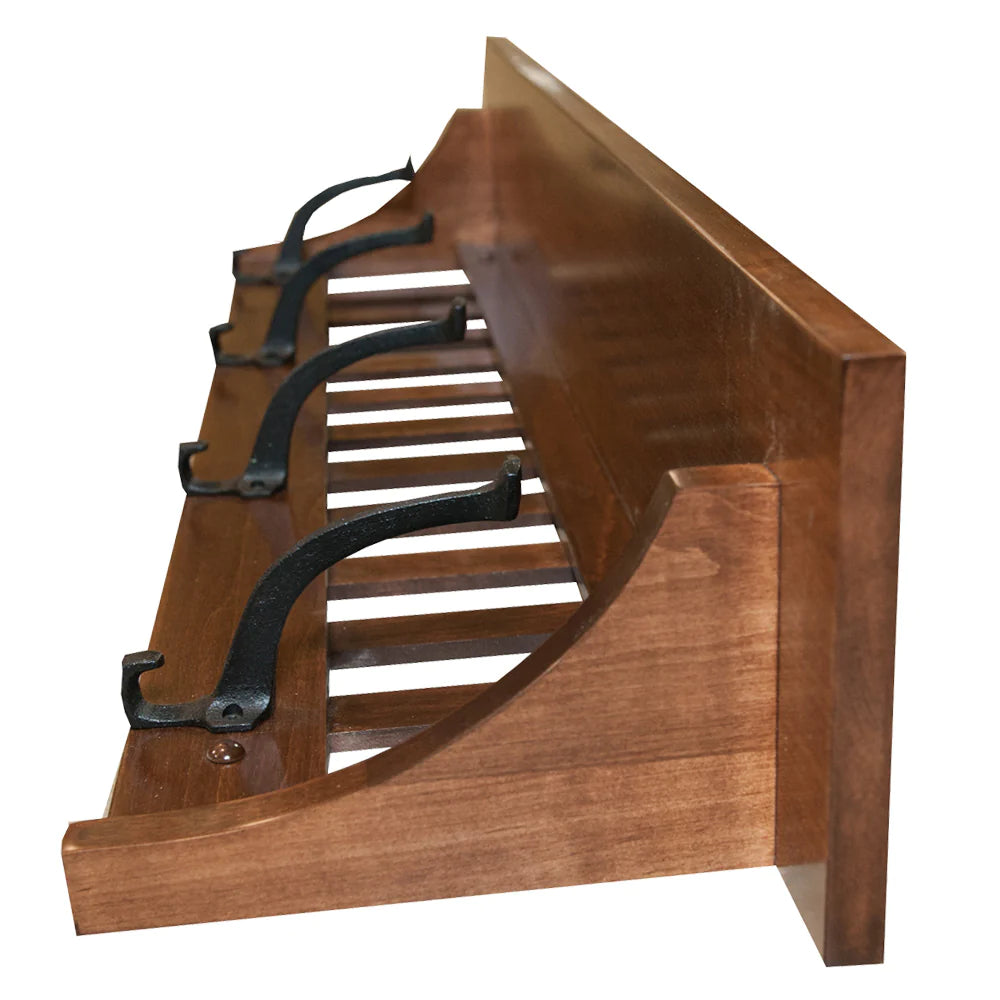 Mission Coat Rack with shelf, brown maple, coffee stain