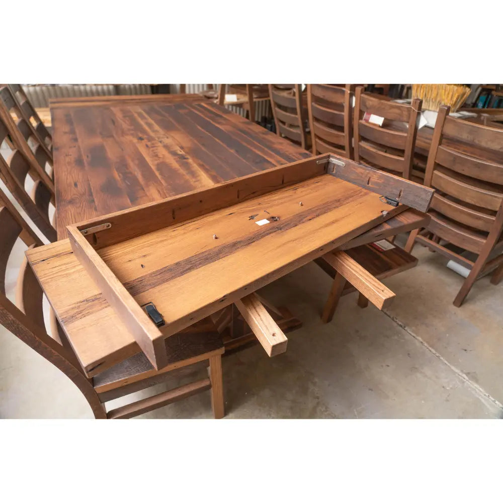 84" Calloway Barnwood Dining Table, 2 Extensions