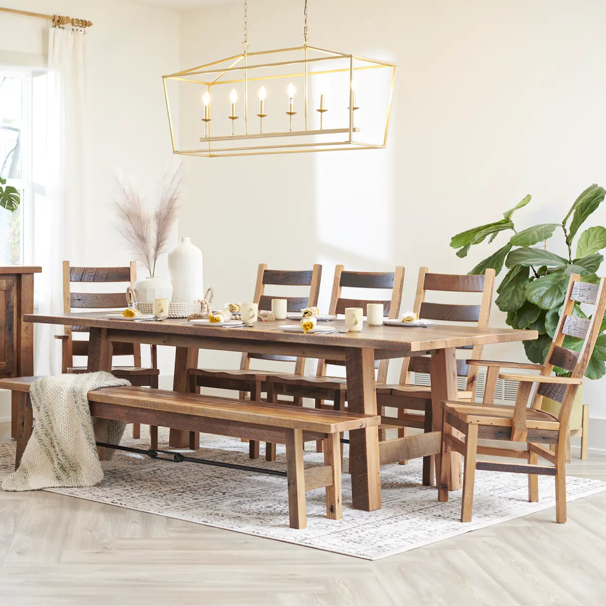 Dillon Oak Farmhouse Bench