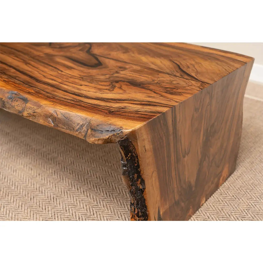 62" English Walnut Waterfall Live Edge Coffee Table