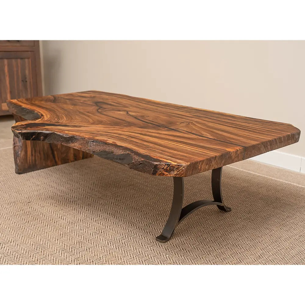 62" English Walnut Waterfall Live Edge Coffee Table