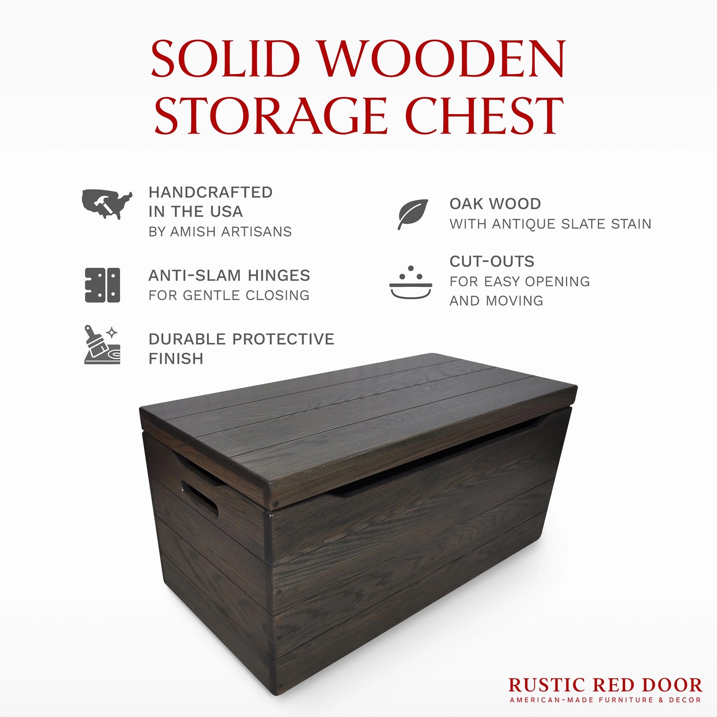 Palmer Oak Blanket Chest, Antique Slate Stain