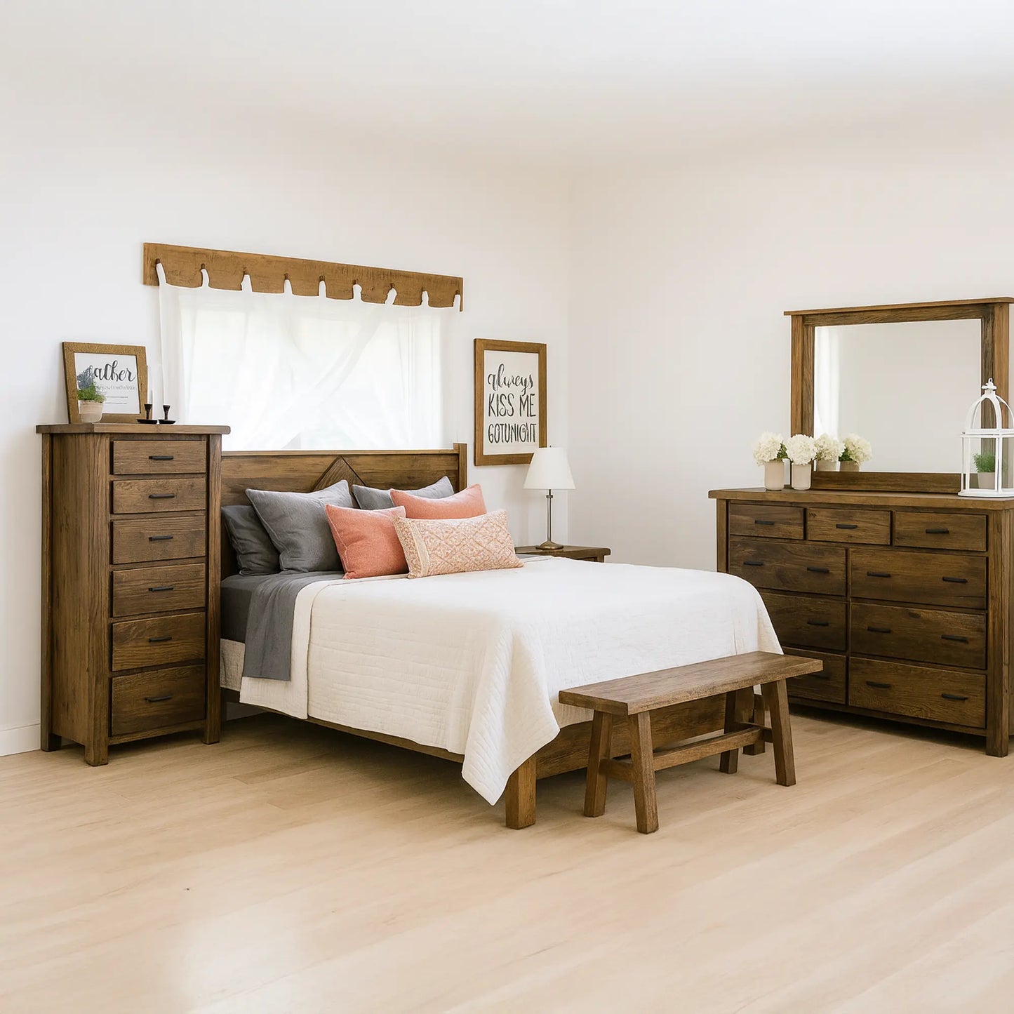 Foxfield reclaimed wood bed frame, bedroom furniture