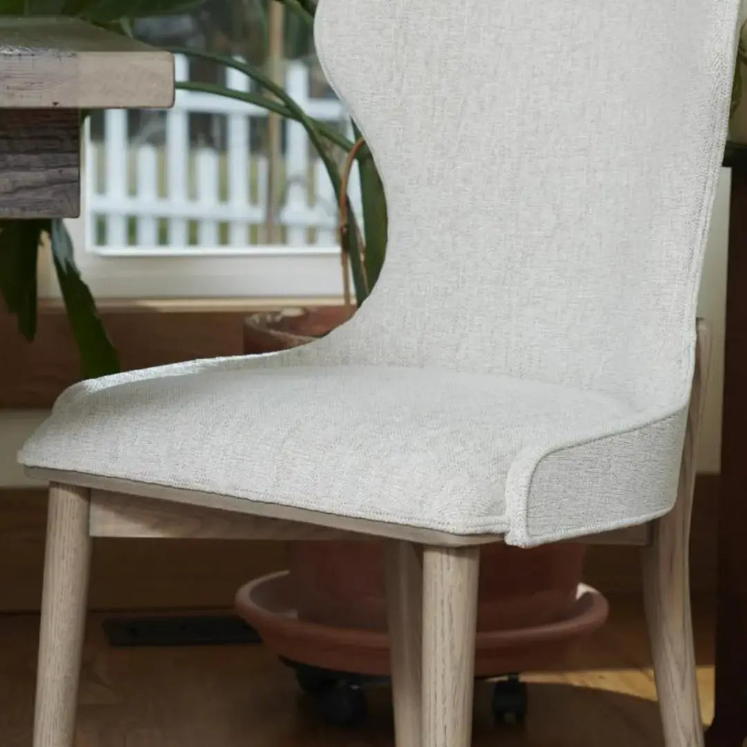 Details for Upholstered Fabric Dining Chair Wood Legs