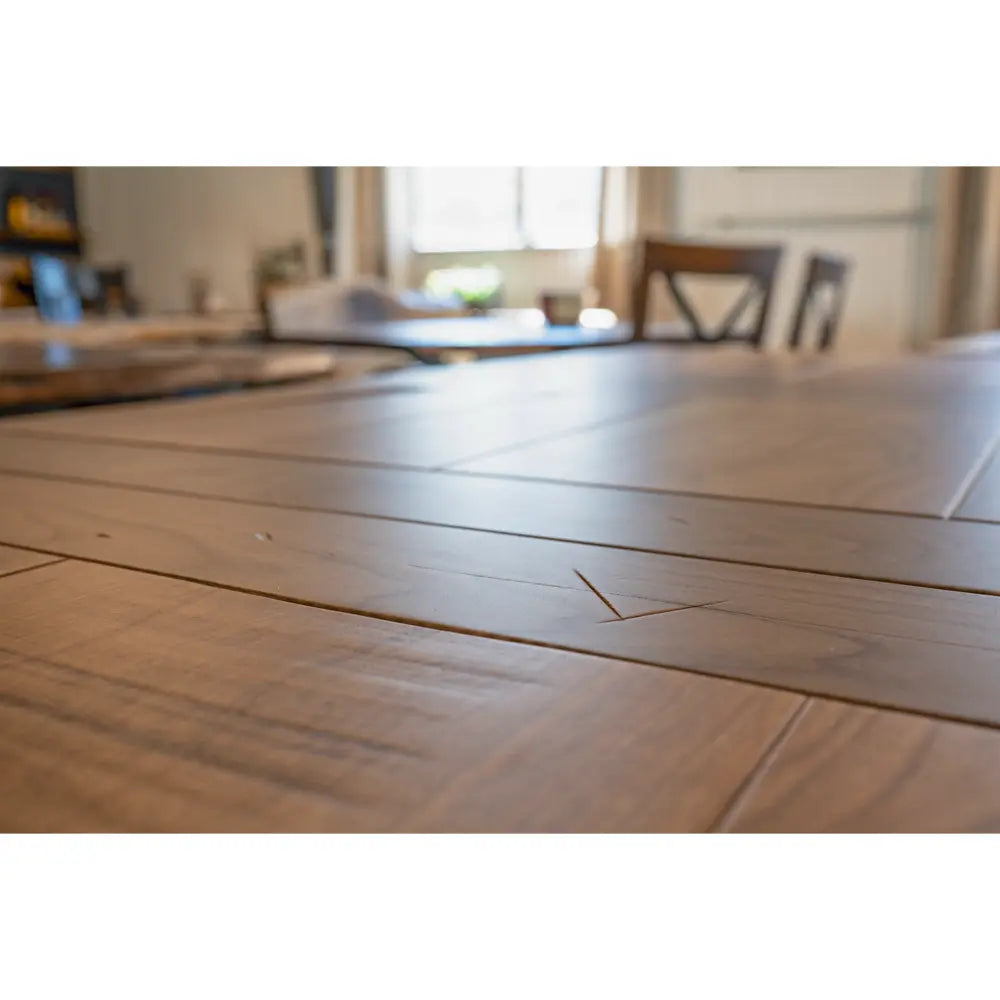 Rustic Hit and Skip Details on Cherry Wood Table