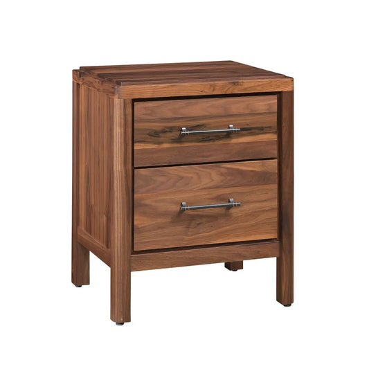 Lena Rustic Walnut Nightstand 2 Drawers