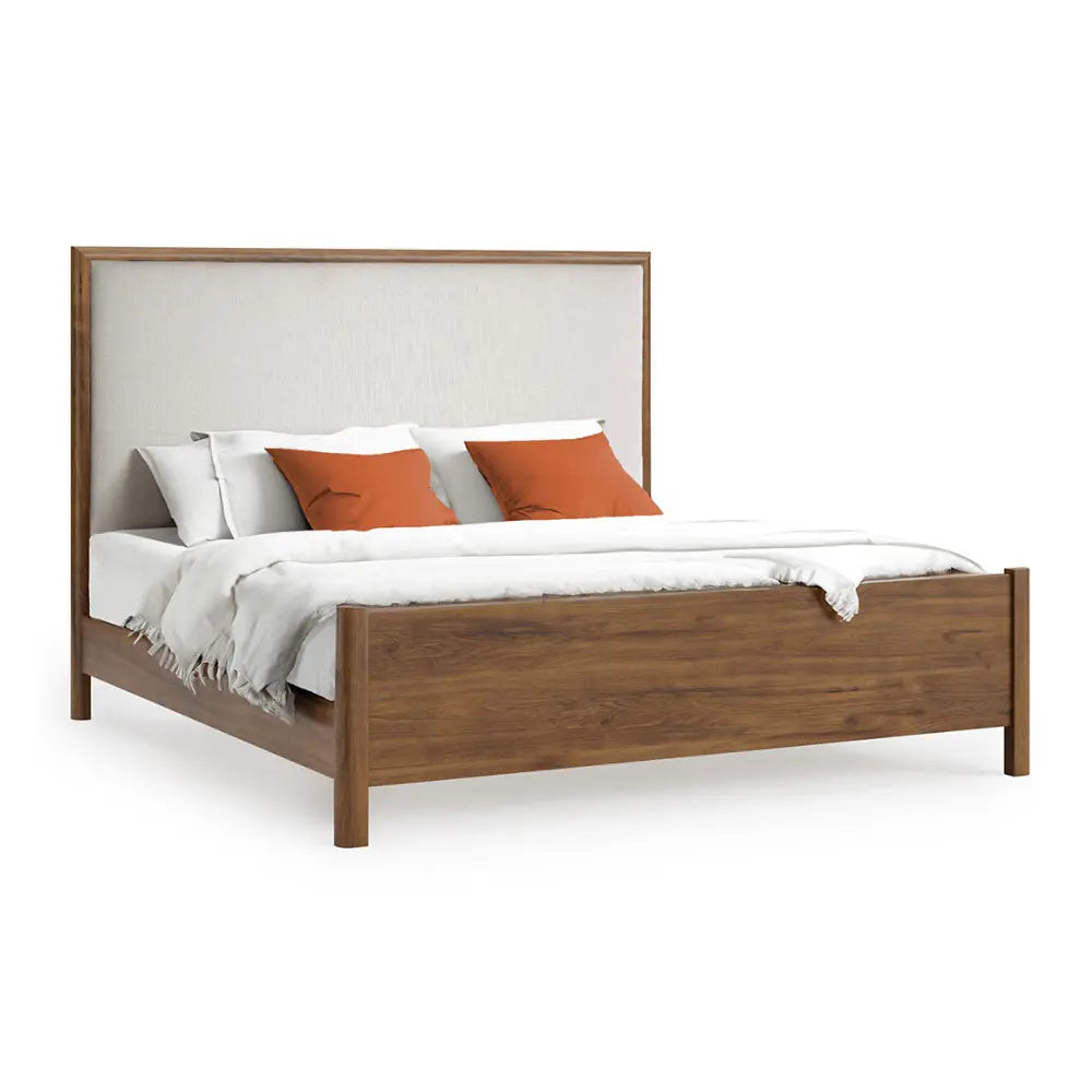 Lena Rustic Walnut Panel Bed Frame