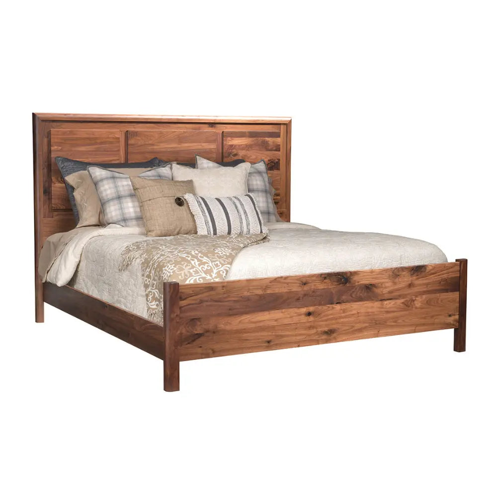 Lena Rustic Walnut Panel Bed Frame