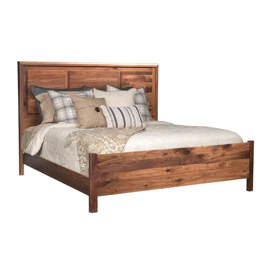 Lena Rustic Walnut Panel Bed Frame