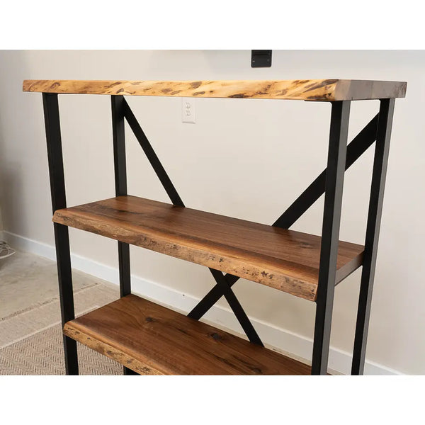 Walnut Live Edge Bookshelf Storage Rustic Red Door