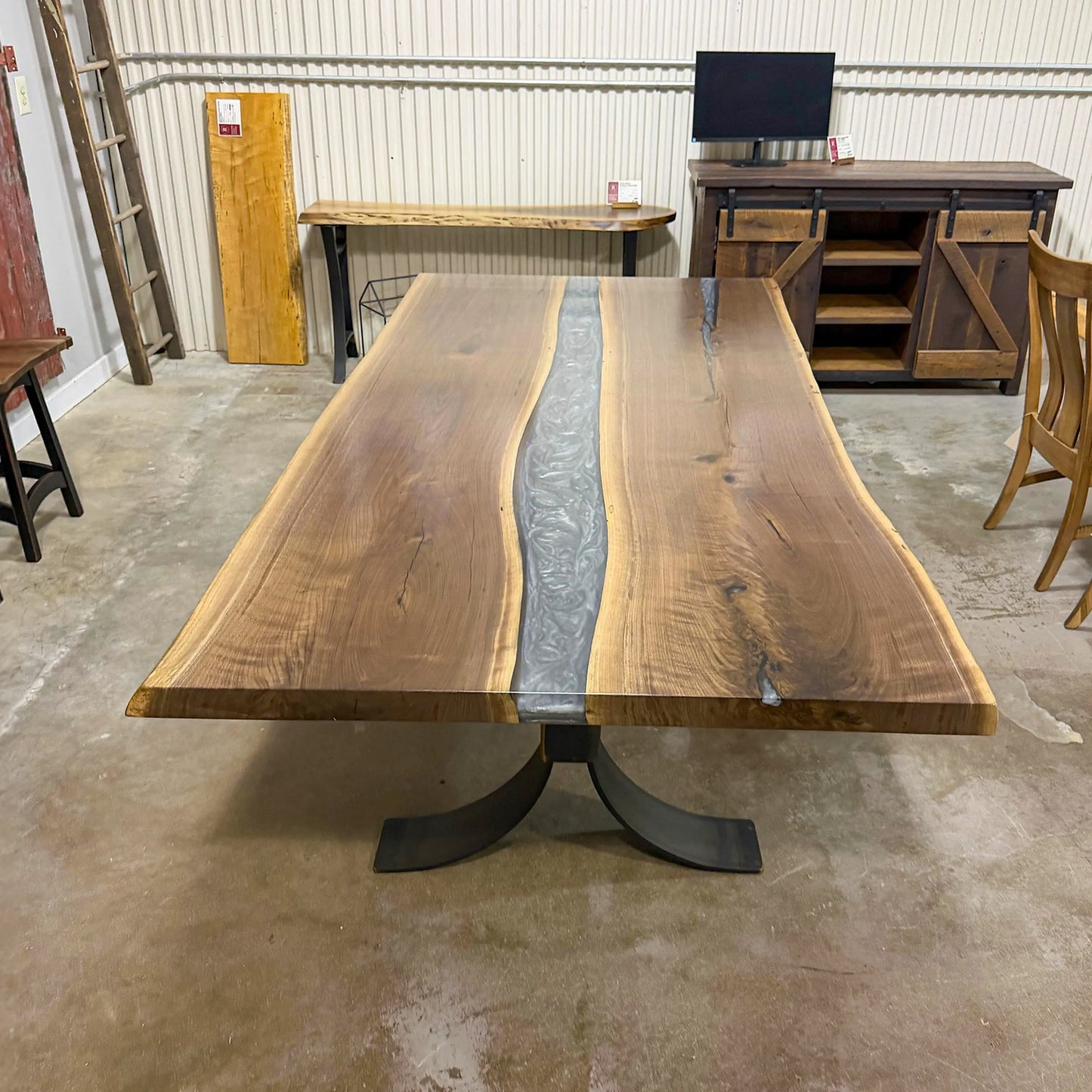 96" Live Edge Walnut River Dining Table