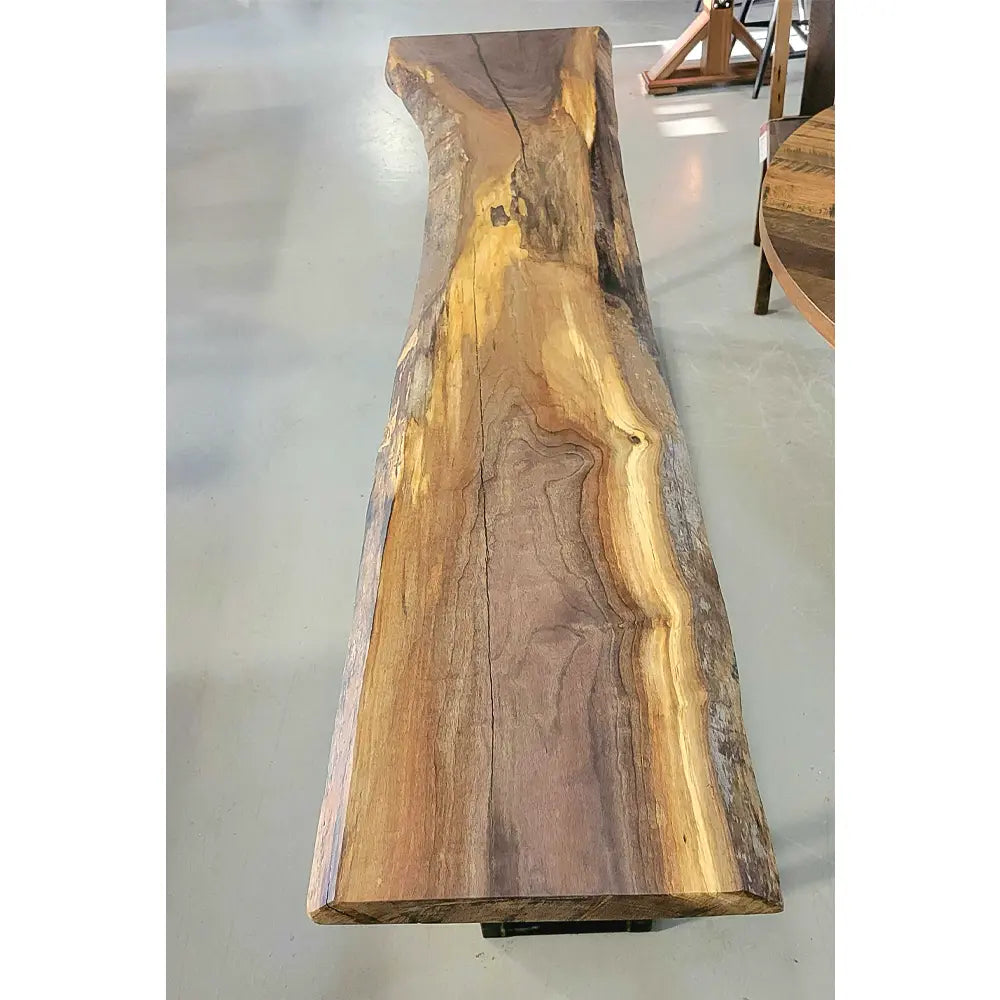 93.5" 2 Tier Live Edge Walnut Sofa Table