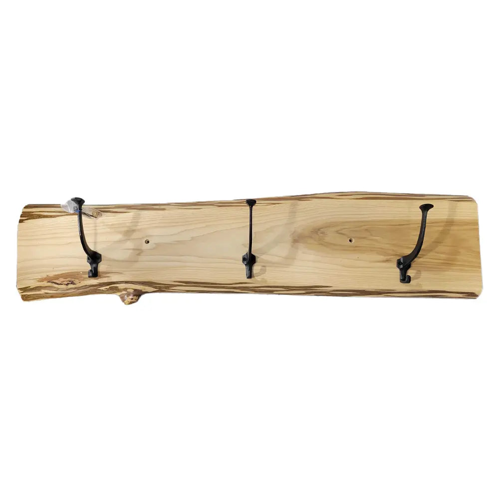 Live Edge Wood Coat Rack, Hickory