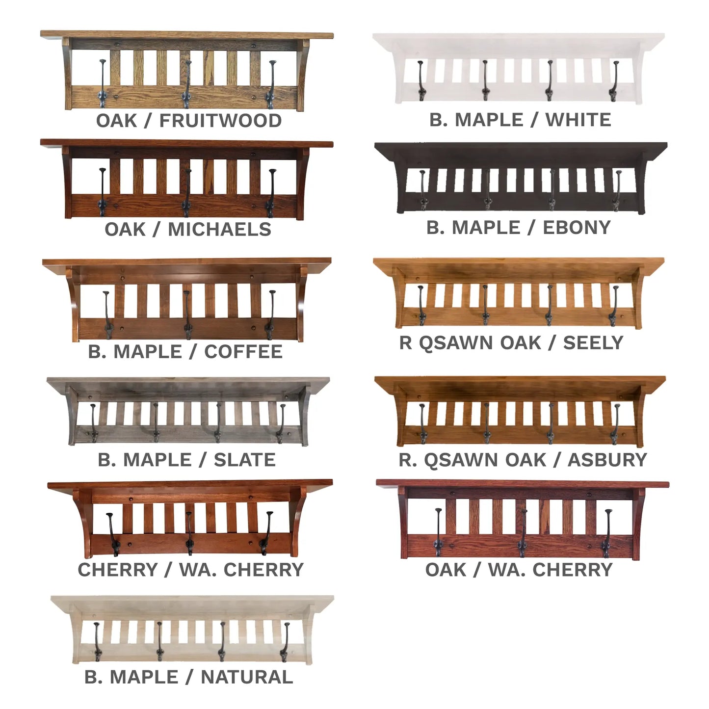 Mission Style Coat Rack with shelf Options